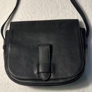 Banana Republic Black Leather Crossbody Saddle Bag